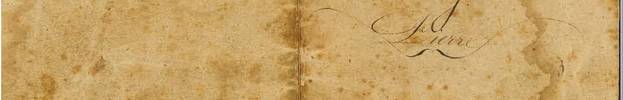 Old, stained parchment page with elegant calligraphy reading 'August' and decorative flourishes; looks like antique ledger/journal entry.